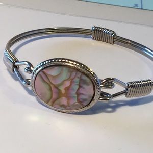 Vintage abalone shell silver tone bracelet